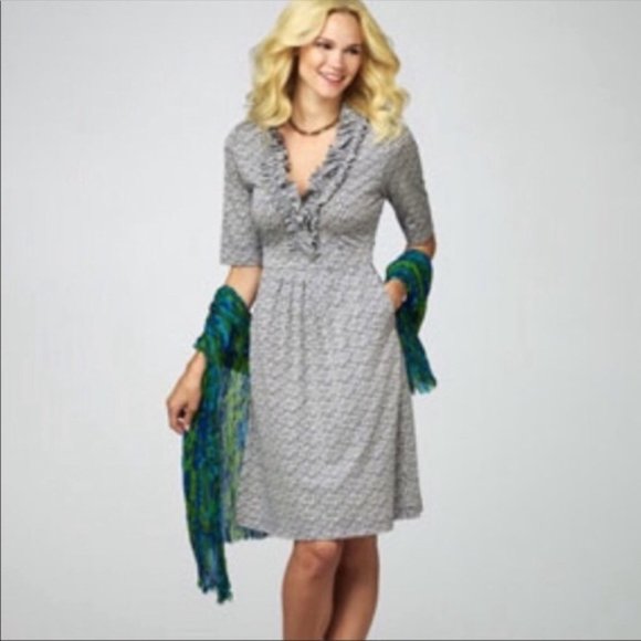 Lilly Pulitzer Blayney Navy/White Ruffle Dress It's a Lilly Print - Picture 2 of 14